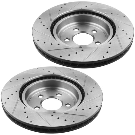 MotorbyMotor Front Brake Rotors 345mm Drilled & Slotted Design Brake Rotor Fits for Chrysler 300, Dodge Challenger Charger Magnum MotorbyMotor