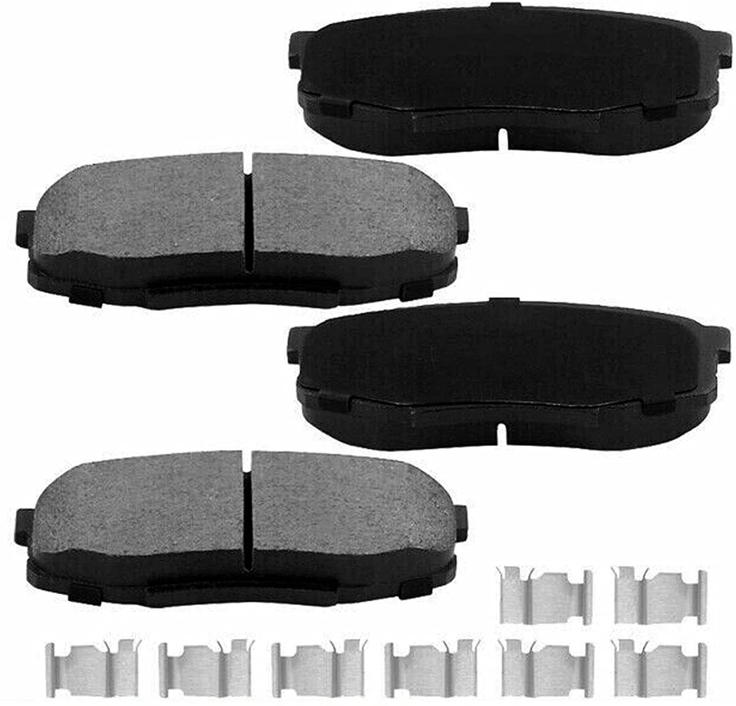 Front Ceramic Brake Pads w/Hardware Kits Buick Allure Lacrosse Terraza, Chevrolet Uplander, Pontiac Grand Prix Montana, Saturn Relay-Low Dust Brake Pad-4 Pack MotorbyMotor