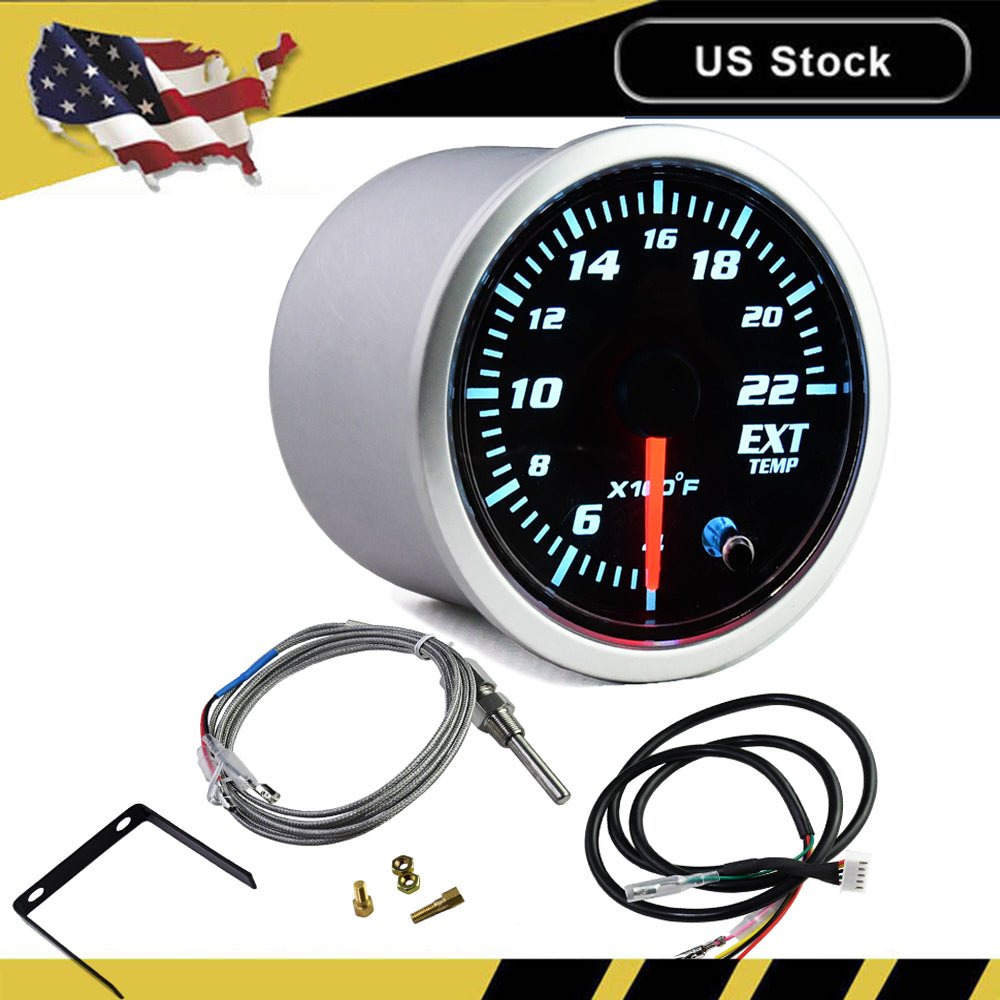 MotorbyMotor 2'' 52mm Exhaust Gas Temp Gauge Universal 7 Color LED Temperature EGT Gauge Meter with Sensor 12V
