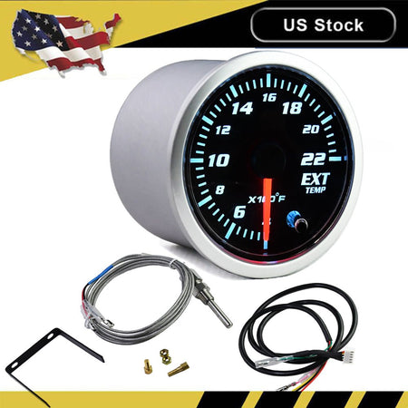 MotorbyMotor 2'' 52mm Exhaust Gas Temp Gauge Universal 7 Color LED Temperature EGT Gauge Meter with Sensor 12V