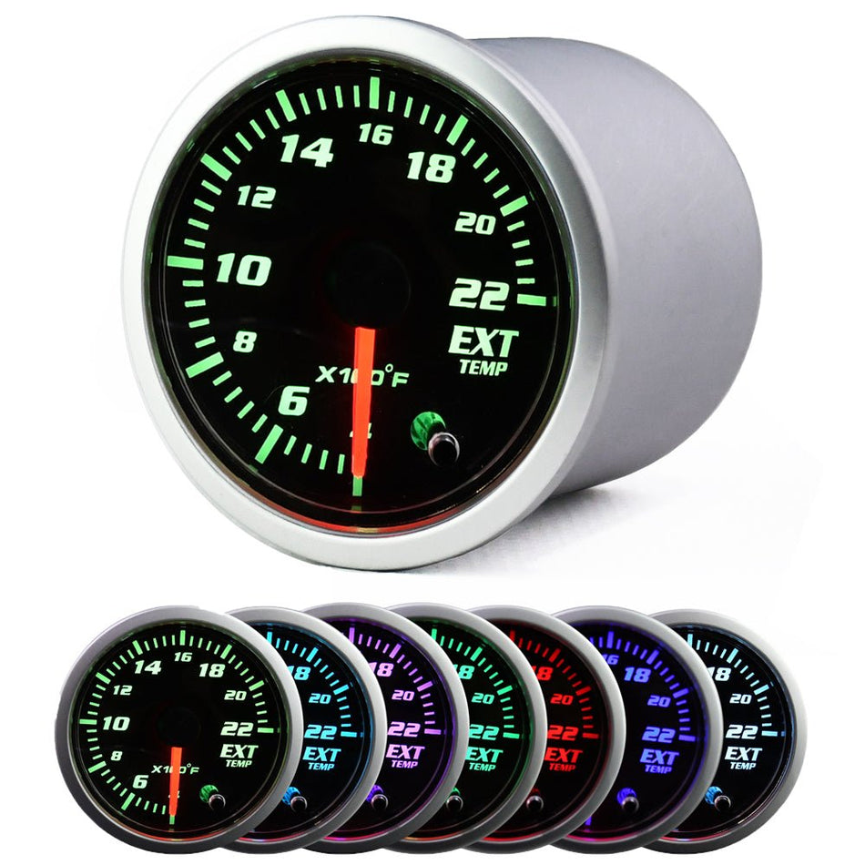 MotorbyMotor 2'' 52mm Exhaust Gas Temp Gauge Universal 7 Color LED Temperature EGT Gauge Meter with Sensor 12V