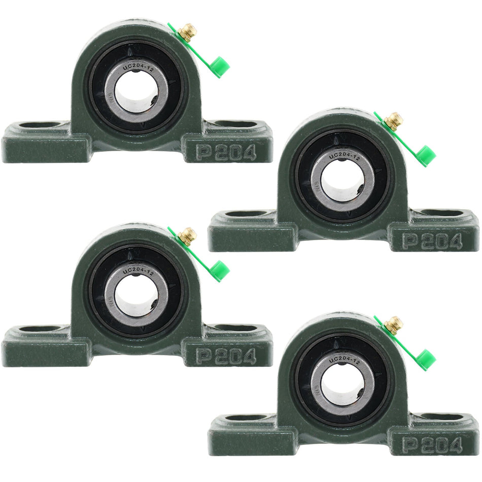 MotorbyMotor UCP204 - 12 Solid Pillow Block Flange Mounted Bearing - 3/4" Bore 2 Bolt - Self Aligning - Pillow Block Bearing - 4 Pack