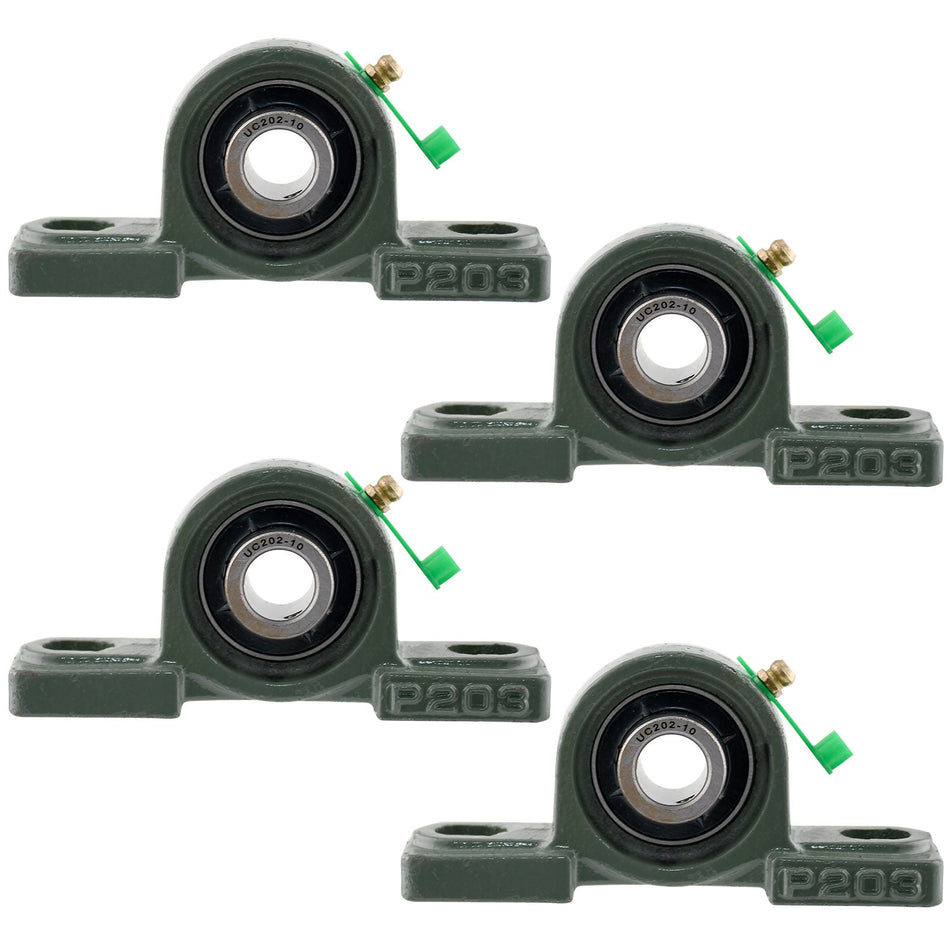 UCP202 - 10 Solid Pillow Block Flange Mounted Bearing - 4pack