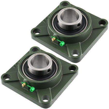 UCP208 - 24 Solid Pillow Block Flange Mounted Bearing - 2pack