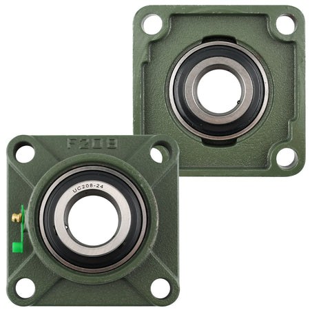 UCP208 - 24 Solid Pillow Block Flange Mounted Bearing - 2pack